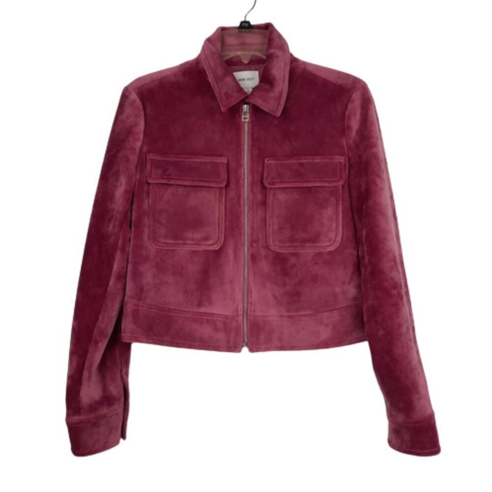 Nine West pink/purple Velvet Velour Jacket full zip size Small